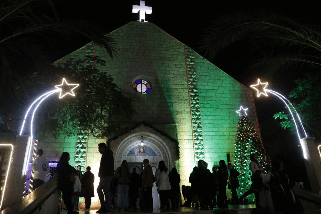 La Iglesia de la Sagrada Familia en Gaza, en vísperas de Navidad, en diciembre de 2021