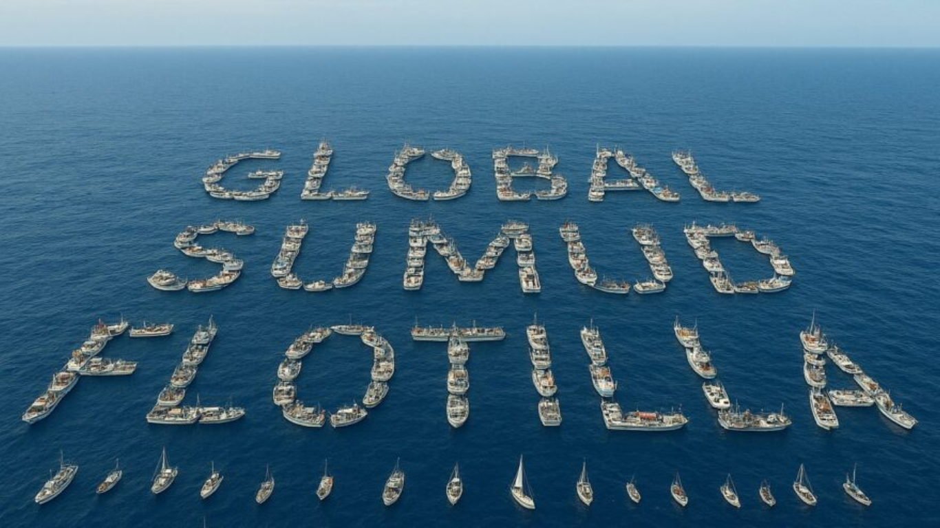La Flotilla Global Sumud, con activistas de 44 países, zarpa hacia Gaza para entregar ayuda humanitaria y exigir un corredor seguro.