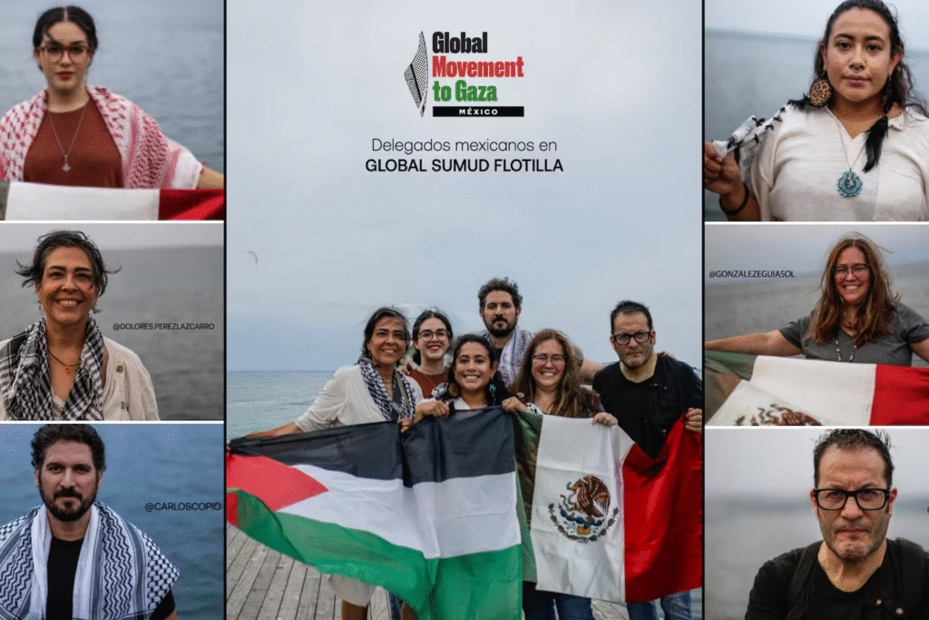 Seis mexicanos se unen a la flotilla internacional que desafía el bloqueo en Gaza.