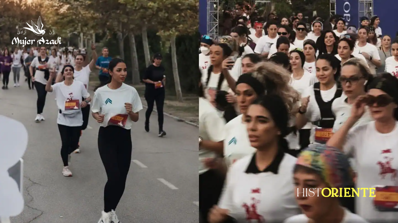Mujeres iraníes participan en una carrera de 10 kilómetros sin velo en el parque Velayat de Teherán.